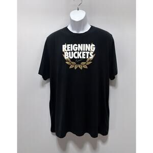Nike Dri Fit black gold Embroidered swoosh Reigning Buckets Basketball XL